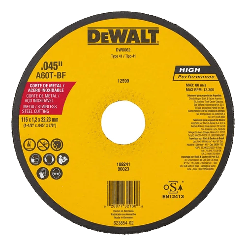 Disco abrasivo corte de metal fino inoxidable